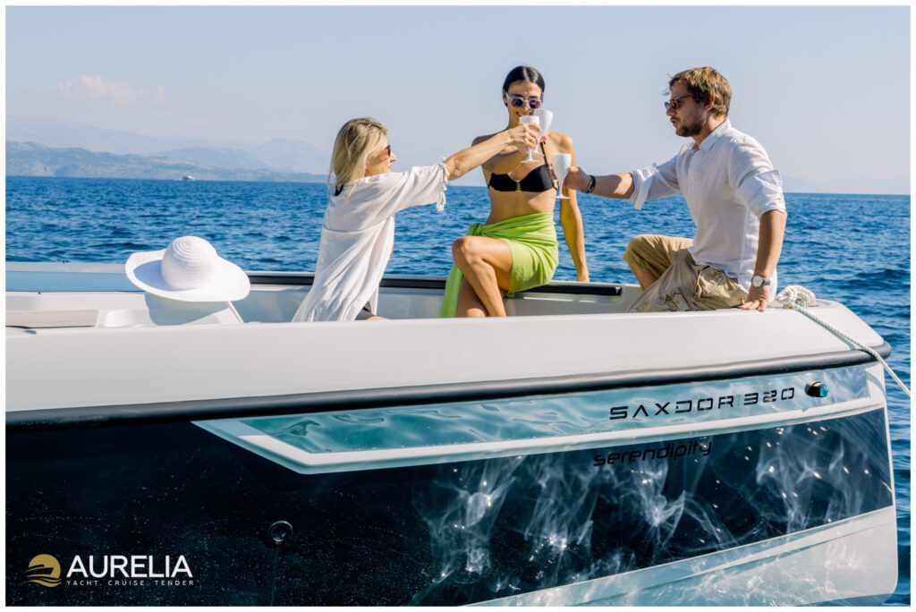 AURELIA YACHTING -SAXDOR 320 GTC- AXOPAR 28TT - BRABUS LINE - MOTORYACHT - PRIVATE CRUISE - PRIVATE CHARTER - TENDER - CORFU